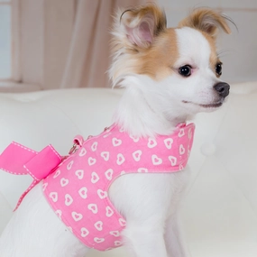 Floating Hearts in Pink Harness Vest- Rhinestones
