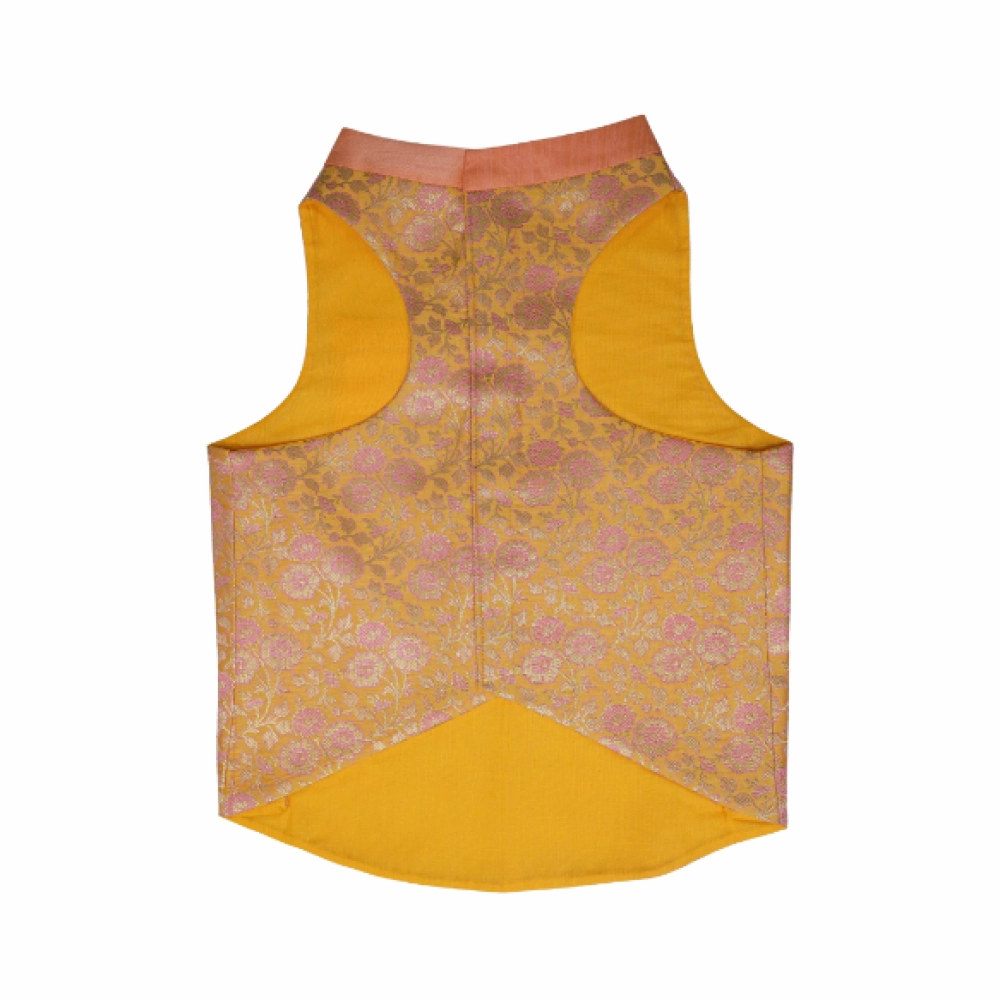 Floof & Co Banarasi Sherwani for Dogs (Yellow/Pink)