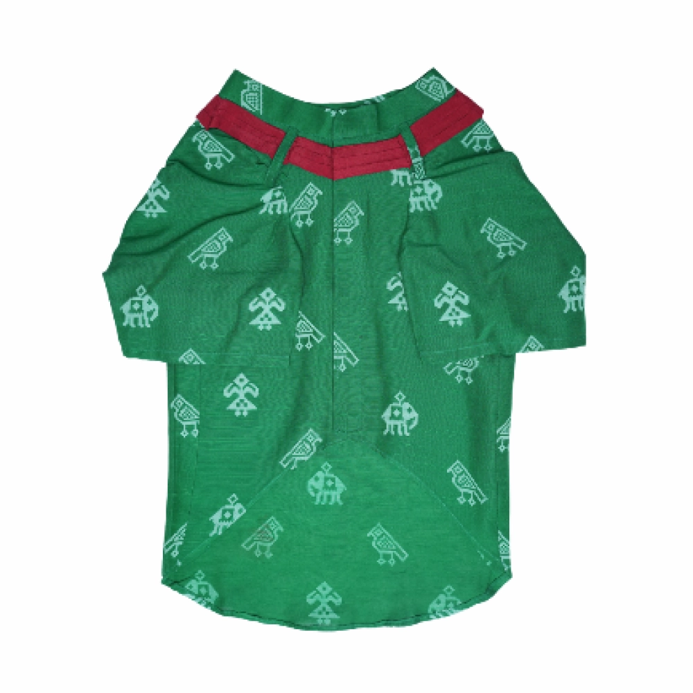 Floof & Co Cotton Patola Print Kurta for Dogs (Green)