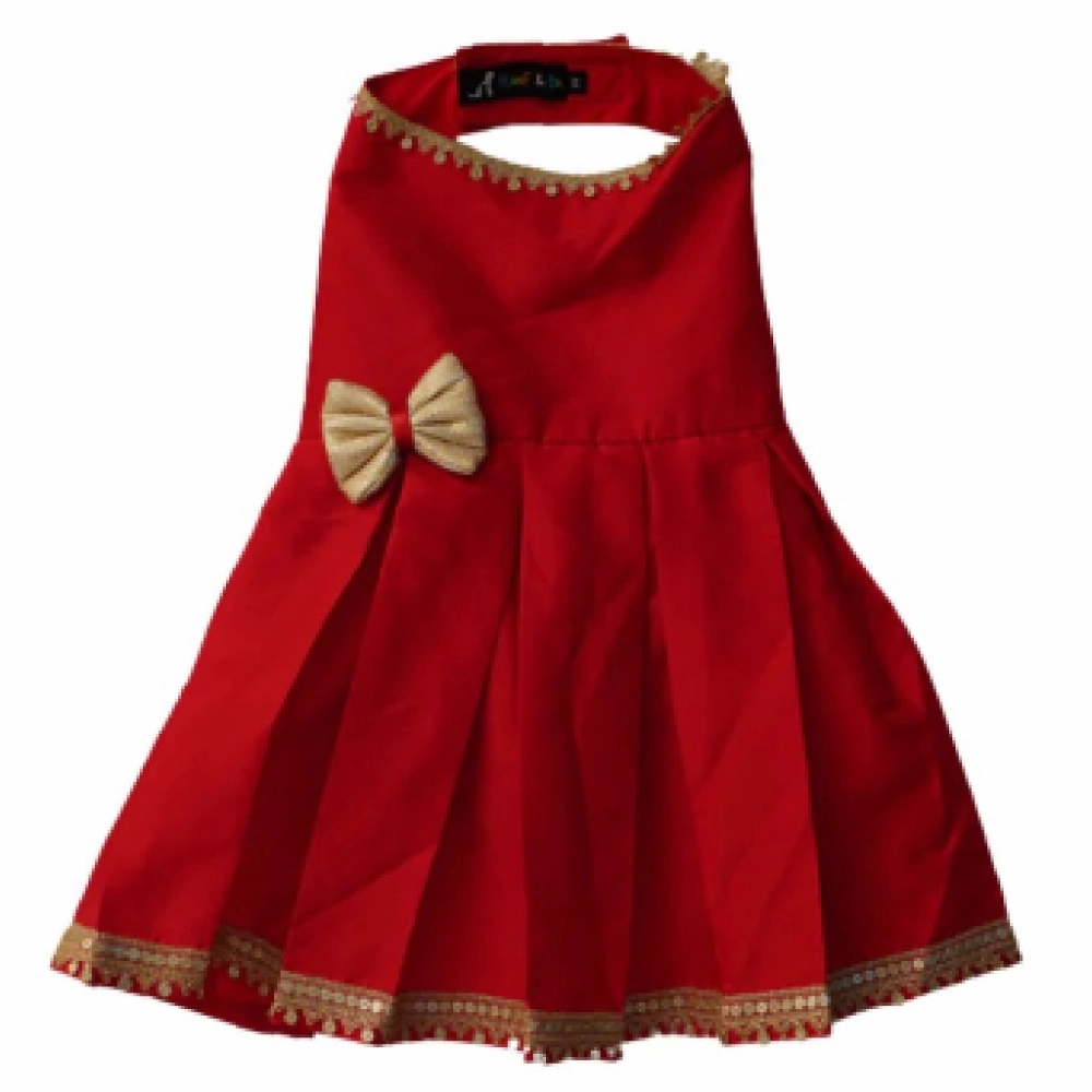 Floof & Co Silk Frock for Dogs (Red & Gold)