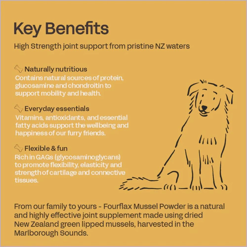 Fourflax Mussel Nutritional Powder Joint Support Supplement For Cats & Dogs 150g