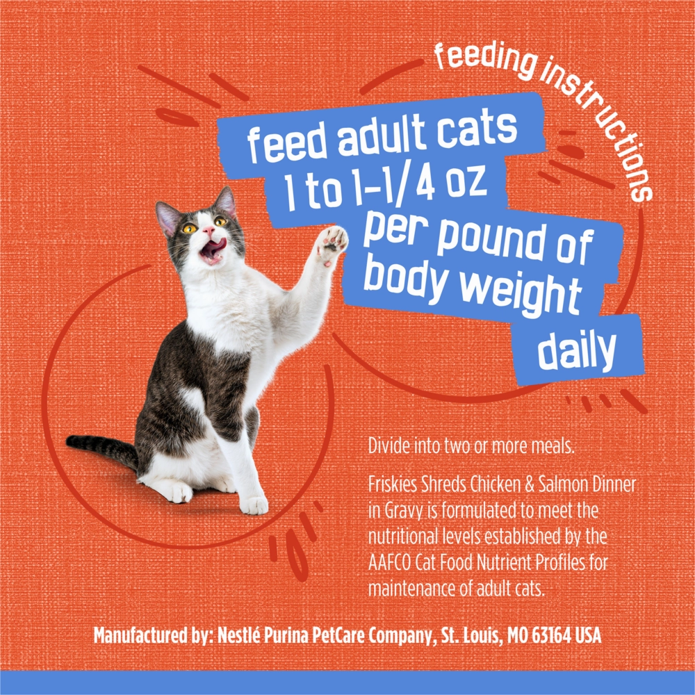 Friskies Savory Shreds Chicken And Salmon Dinner In Gravy Canned Cat Food