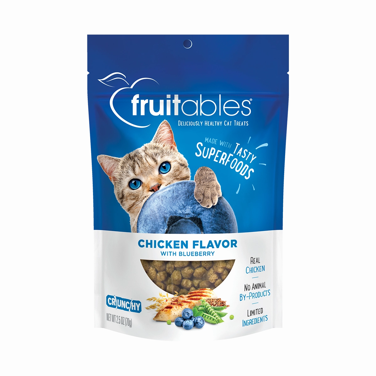 Fruitables Cat Treats Crunchy Tasty Superfoods Chicken with Blueberry 2.5oz