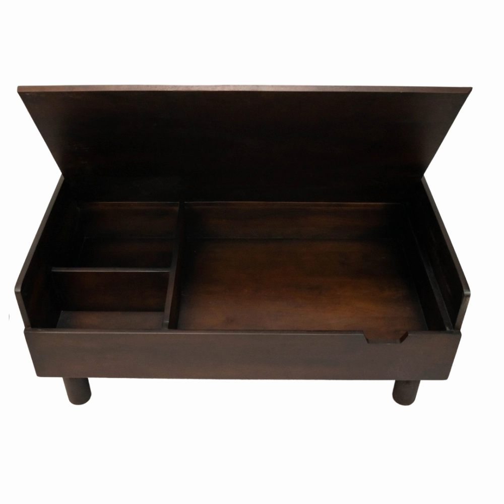 FurryLiving Hibachi Bed with Storage for Dogs (Dark Brown/Cream Cushion)
