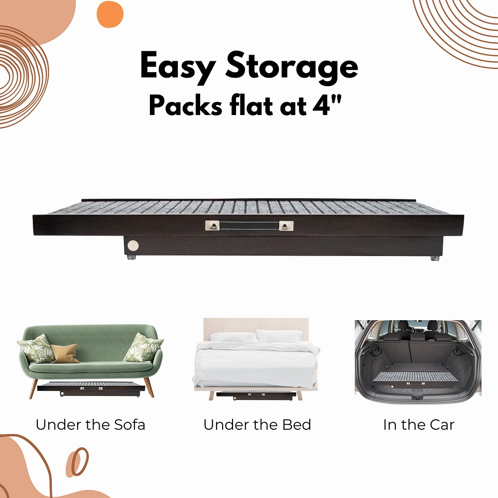 FurryLiving Wooden Ramp for Dogs and Cats (Dark Brown)
