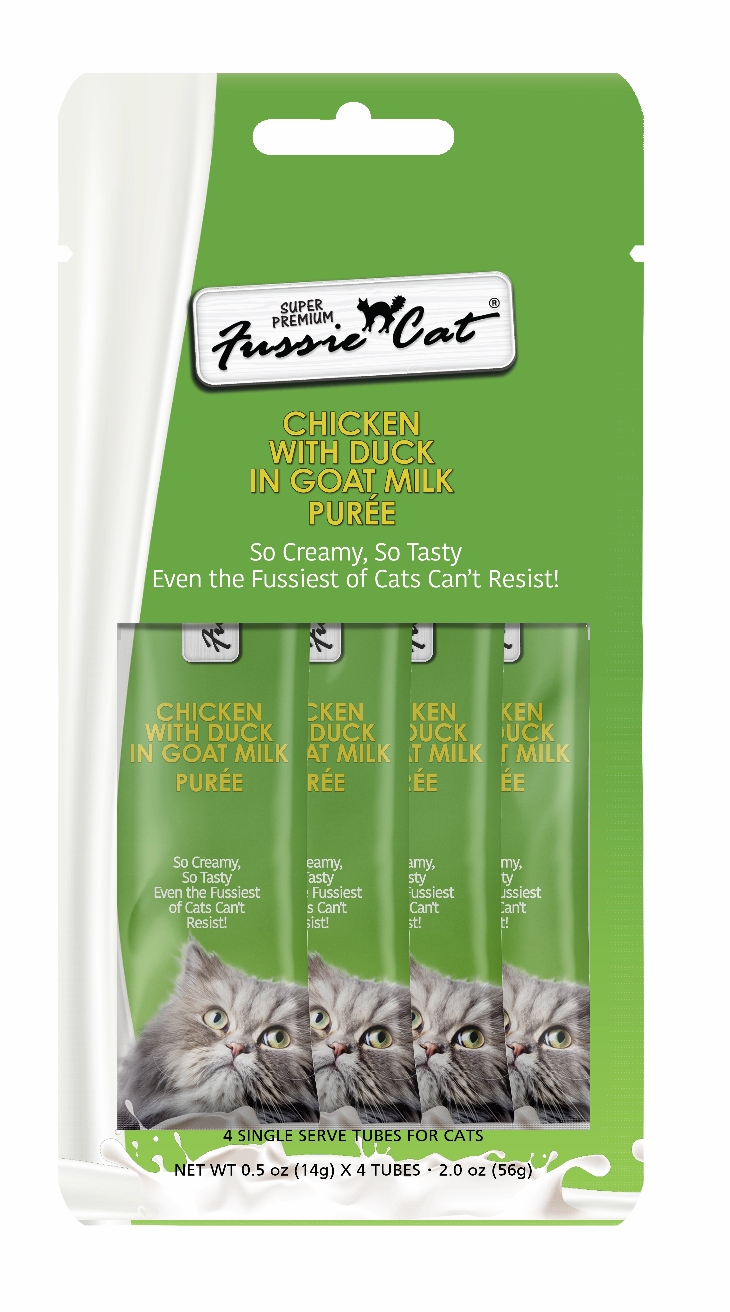 Fussie Cat Goat Milk Pure - Chicken with Duck 4pk 2oz Bag