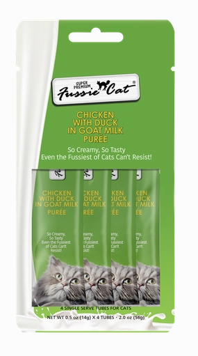 Fussie Cat Goat Milk Pure - Chicken with Duck 4pk 2oz Bag