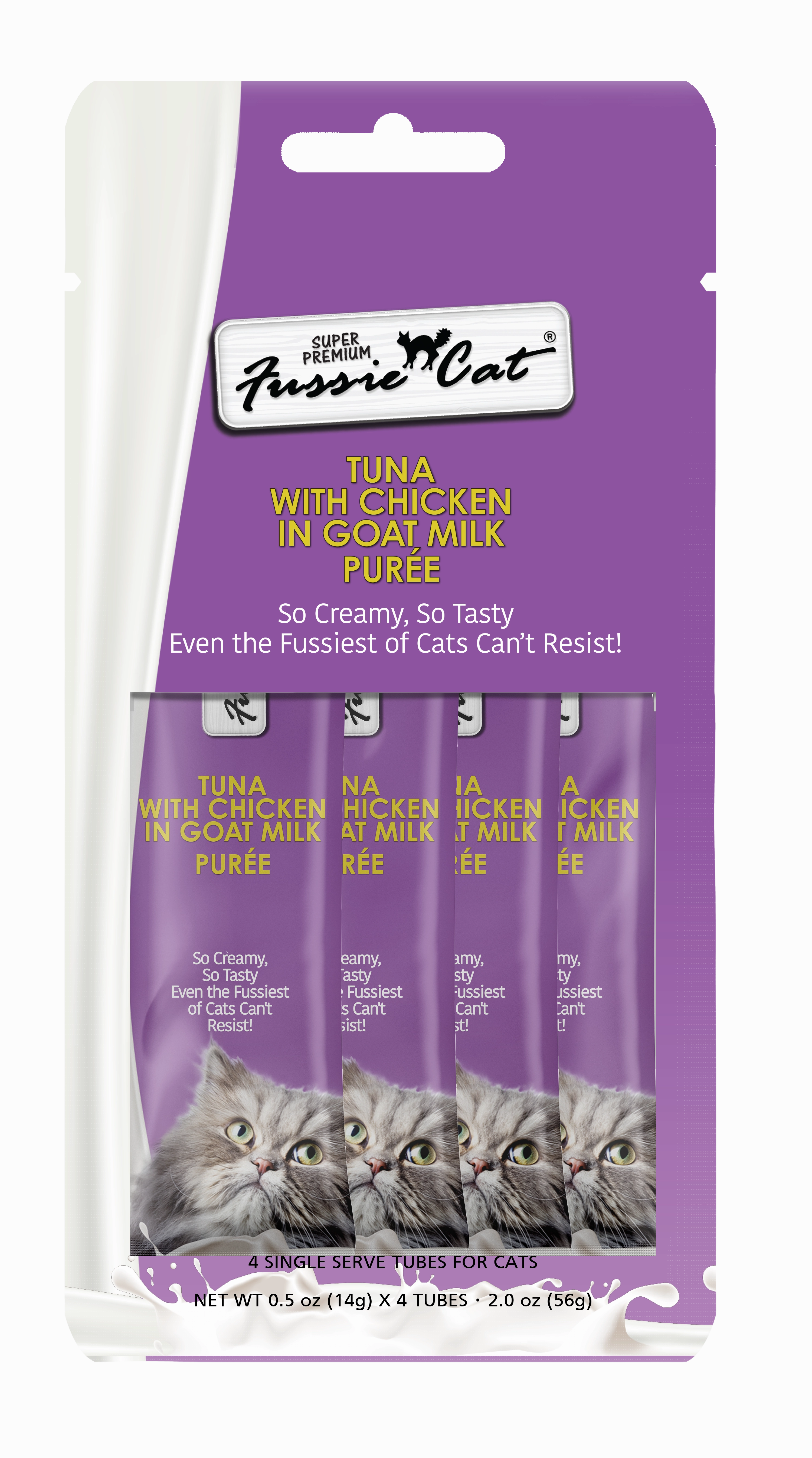 Fussie Cat Goat Milk Pure - Tuna with Chicken 4pk 2oz Bag