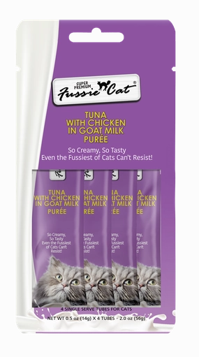 Fussie Cat Goat Milk Pure - Tuna with Chicken 4pk 2oz Bag