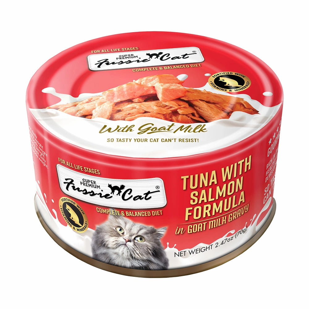 Fussie Cat Goat Milk Tuna with Salmon in Gravy 70g