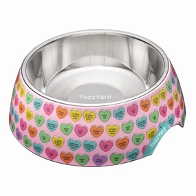 Fuzzyard Dog Bowl Melamine Candy Hearts L