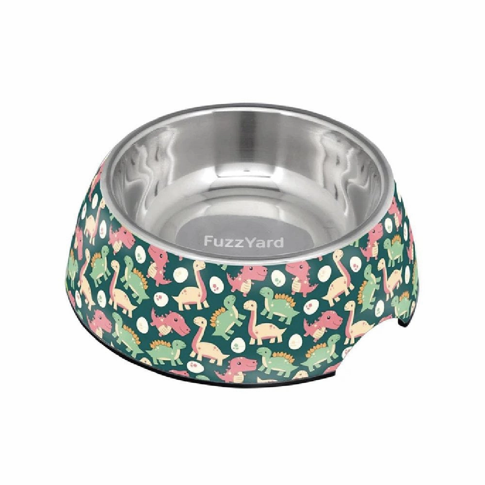 Fuzzyard Dog Bowl Melamine Dinosaur Land L