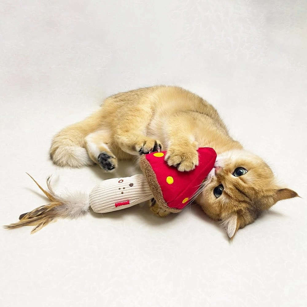 GiGwi Meow Than 1 Catnip Plush Cat Toy (Mushroom Cap With Stem)