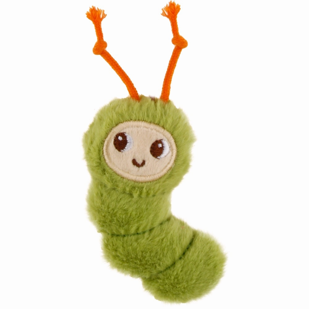 GiGwi Rookie Hunter Treat Dispensing Plush Cat Toy (Caterpillar With Apple)