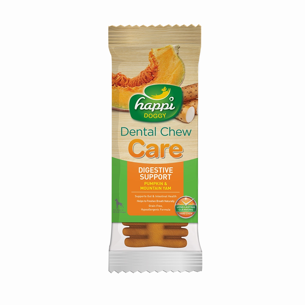 Happi Doggy Dental Chew Care Hard Chew Digestive Support Pumpkin & Mountain Yam Regular 25g