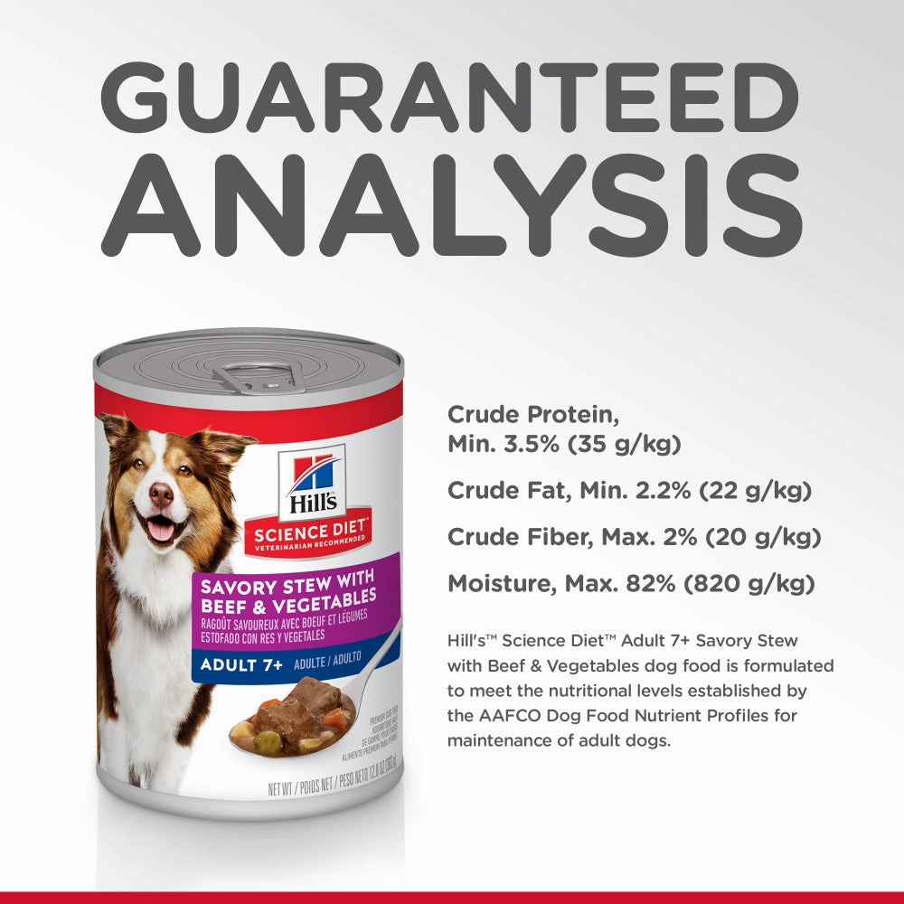 Hill's Science Diet Senior 7  Savory Stew with Beef & Vegetables Canned Dog Food