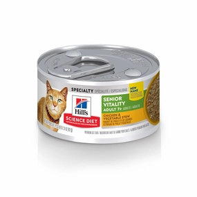 Hill's Science Diet Senior Vitality Adult 7  Chicken & Vegetable Stew Canned Cat Food