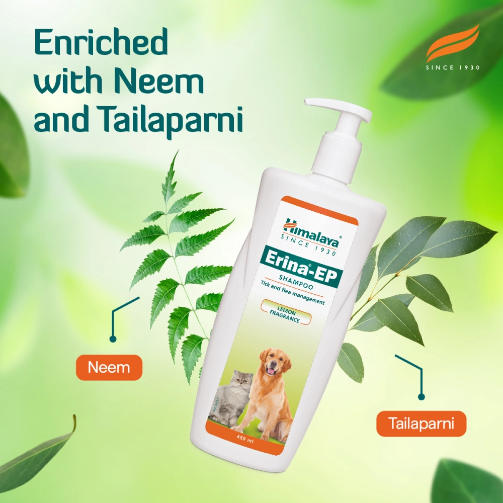 Himalaya Digestive Stimulant Digyton Drops and Erina EP Tick and Flea Shampoo for Dogs and Cats Combo