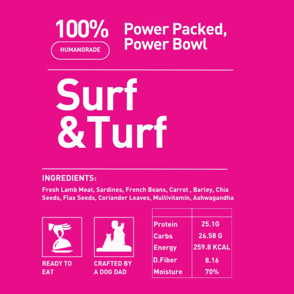 Homiee & Ginger Power Bowl Surf & Turf Fresh Food for Dogs