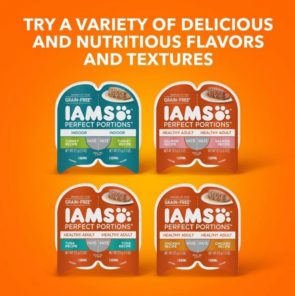 Iams Perfect Portions Healthy Adult Chicken Pate Wet Cat Food Tray