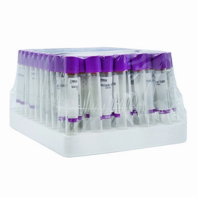 Ideal Blood Collection Vacuum Tubes, Lavender, 4mL, 100 ct