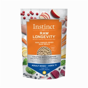 Instinct Raw Longevity Adult Ages 7  Freeze-Dried Chicken Bites Dog Food, 9.5 oz. Bag