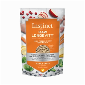 Instinct Raw Longevity Adult Freeze-Dried Chicken Bites Dog Food, 9.5 oz. Bag