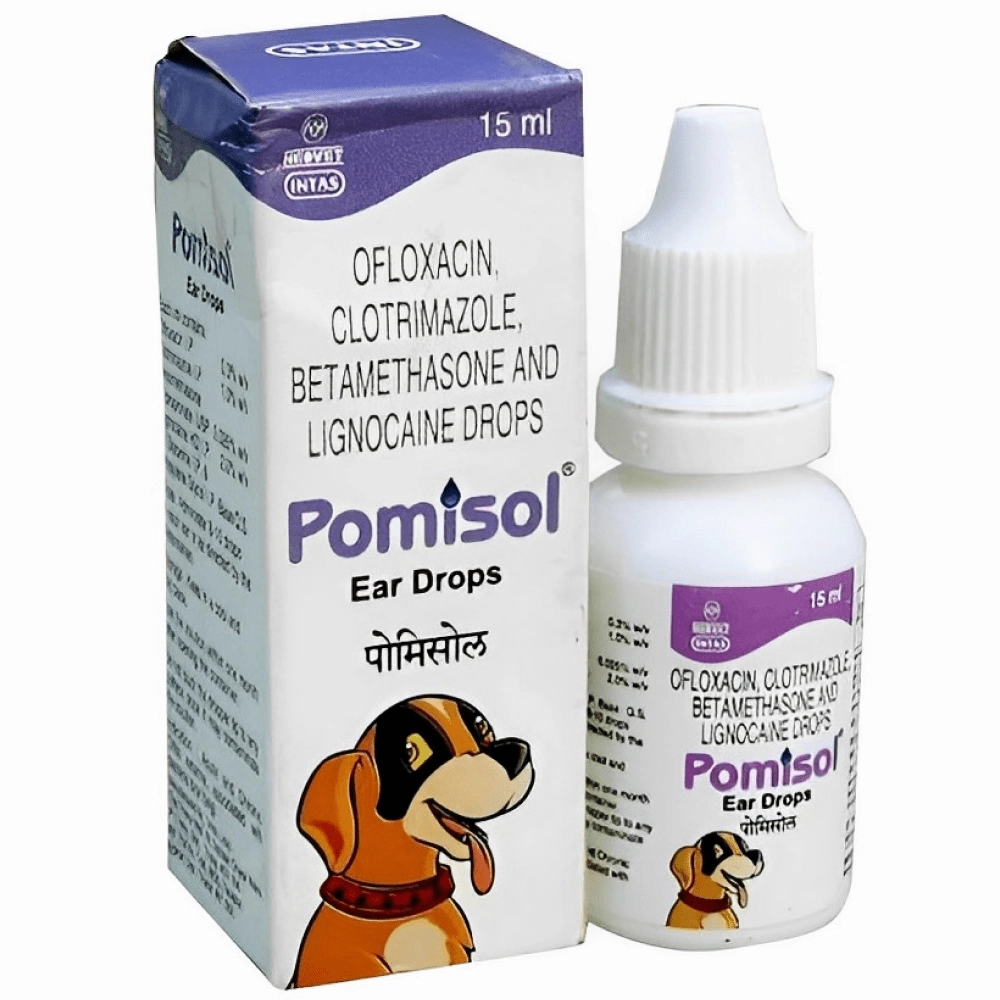 Intas Pomisol Ear Drops (15ml) and Virbac Epiotic Ear Cleanser for Dogs & Cats (50ml) Combo