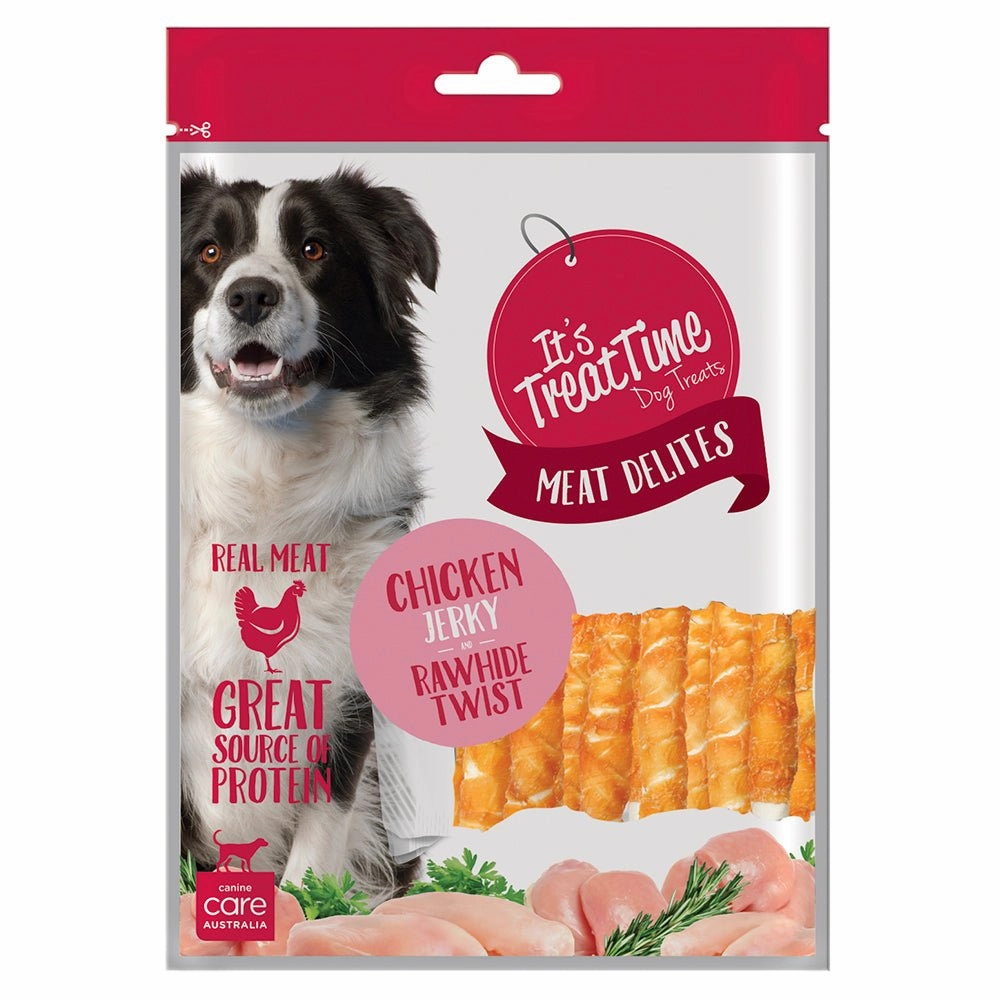 It's Treat Time Meat Delites Chicken Jerky with Rawhide Twist