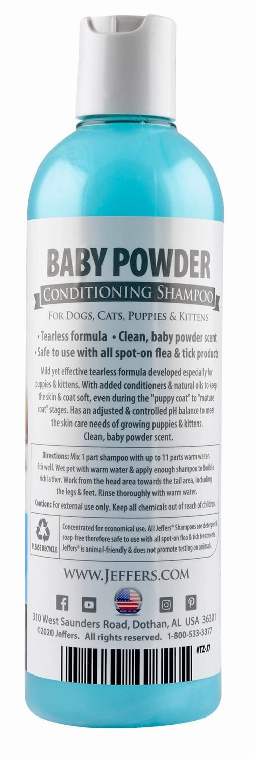 Jeffers Baby Powder Tearless Conditioning Pet Shampoo