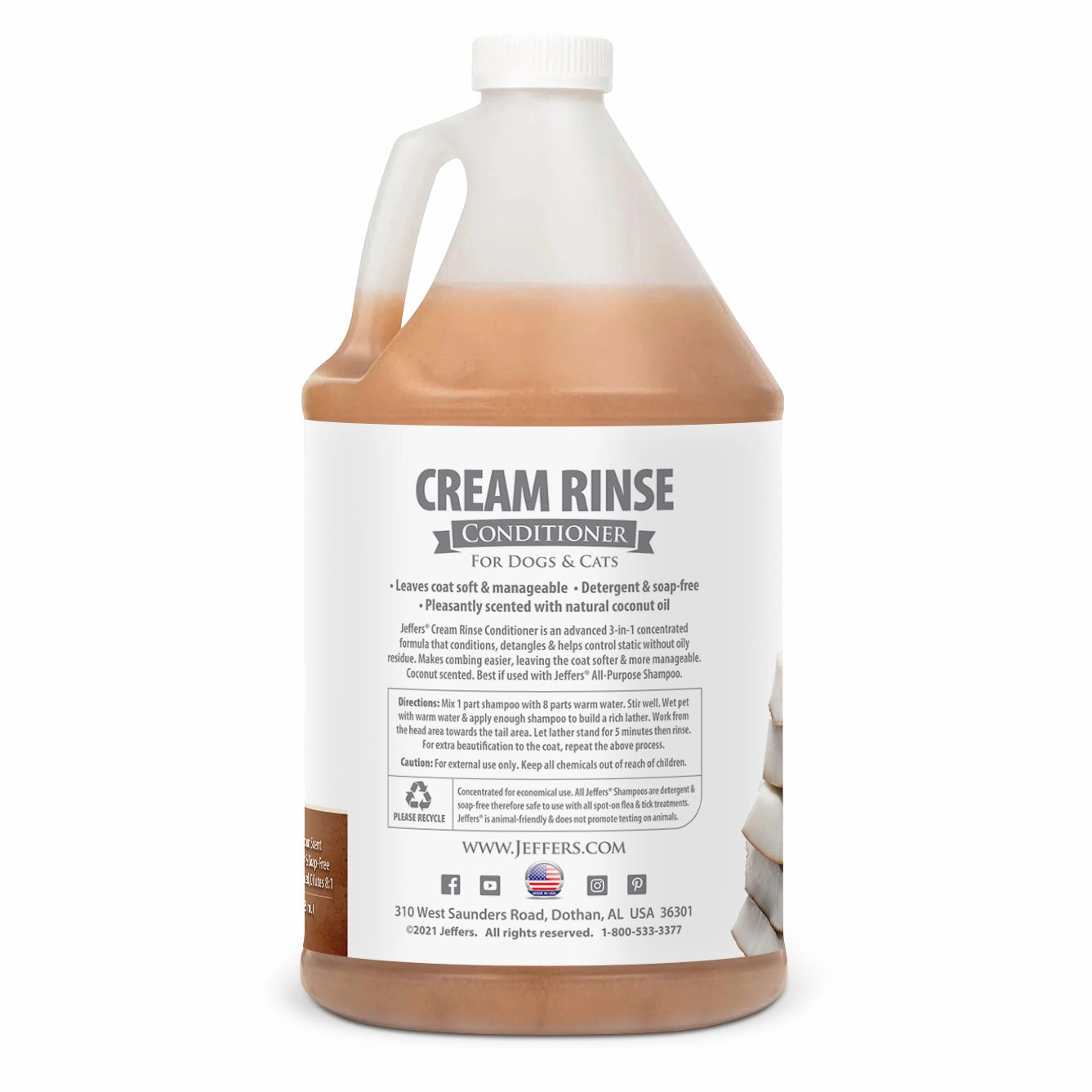 Jeffers Cream Rinse Pet Conditioner with Coconut Oil