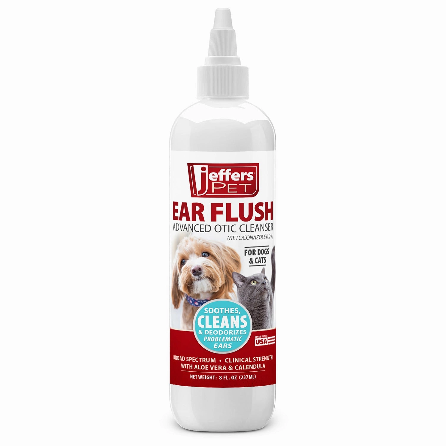 Jeffers Ear Flush and Anti-Itch Ear Drop Bundle for Dogs & Cats