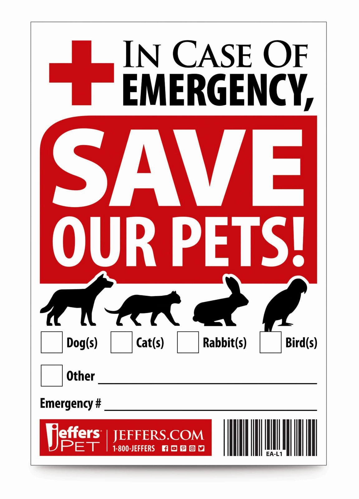 Jeffers Emergency Pet Rescue Sticker for Homes