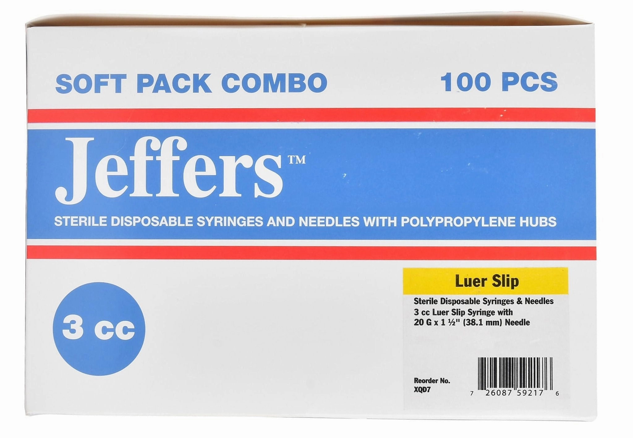 Jeffers Luer Slip Syringe/Needle Combo, Box of 100