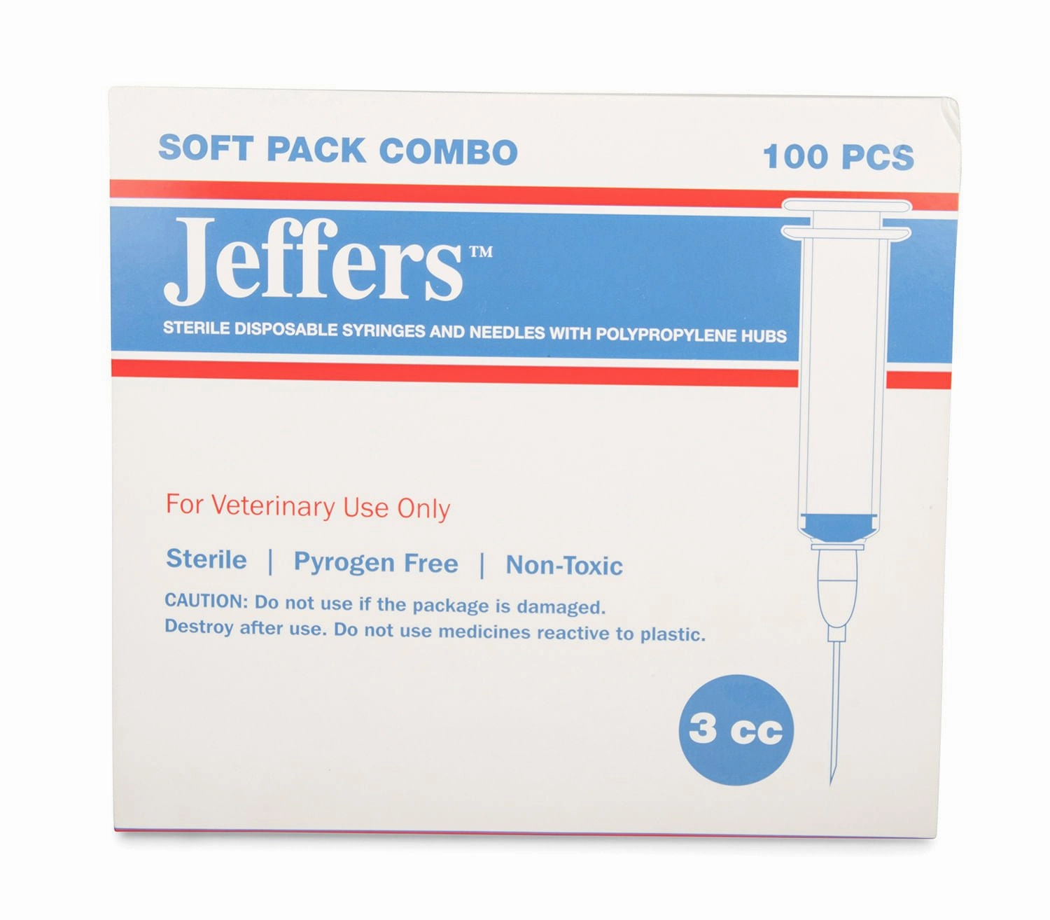 Jeffers Luer Slip Syringe/Needle Combo, Box of 100