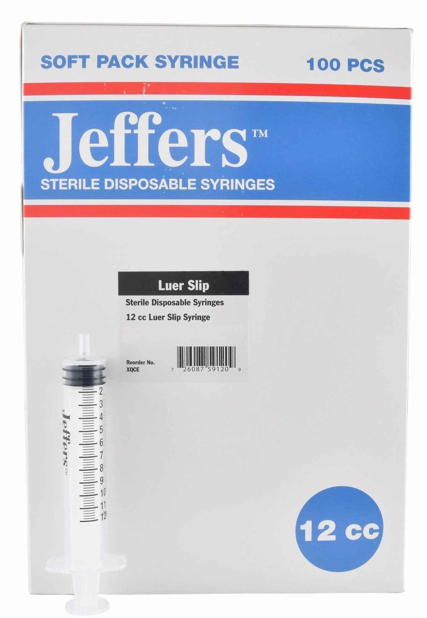 Jeffers Luer Slip Syringes, Box of 100