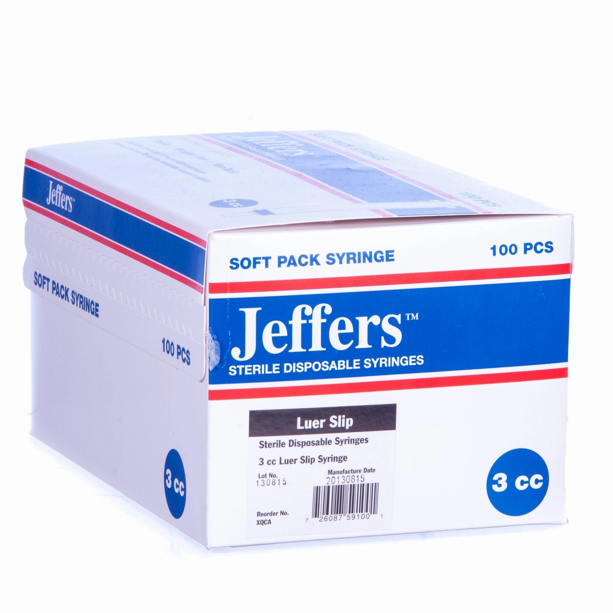Jeffers Luer Slip Syringes, Box of 100