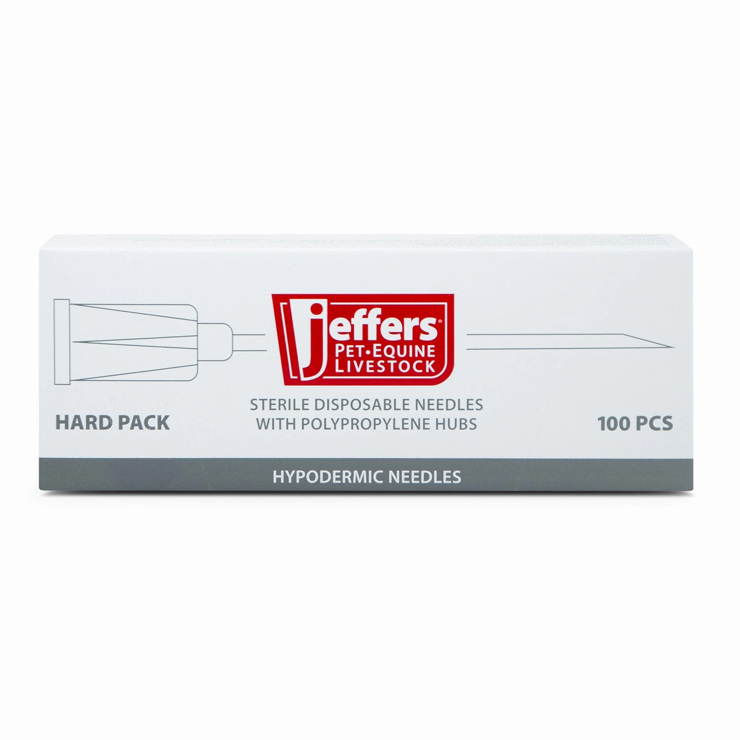 Jeffers Poly Hub Hypodermic Needles for Veterinary Use, Box of 100