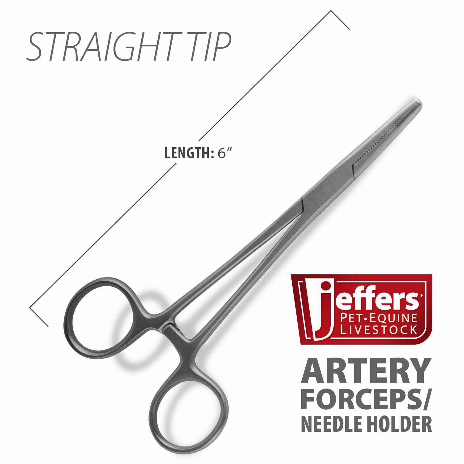 Jeffers Stainless Steel Artery Forceps/Needle Holder with Locking Mechanism, Curved or Straight Tip