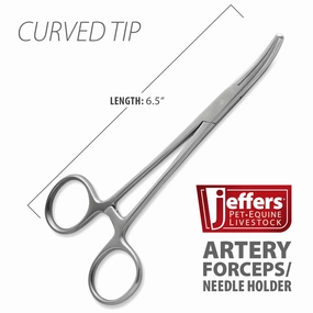 Jeffers Stainless Steel Artery Forceps/Needle Holder with Locking Mechanism, Curved or Straight Tip