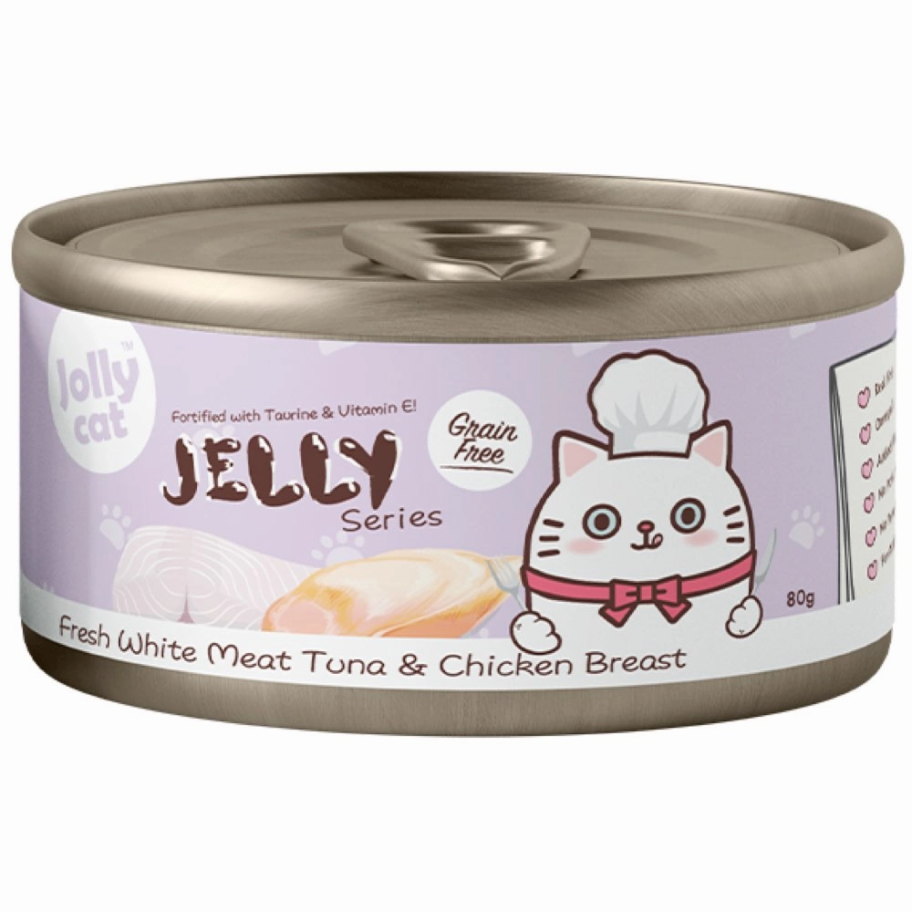 Jollycat Fresh White Meat Tuna & Chicken Breast In Jelly Grain-Free Canned Cat Food 80g