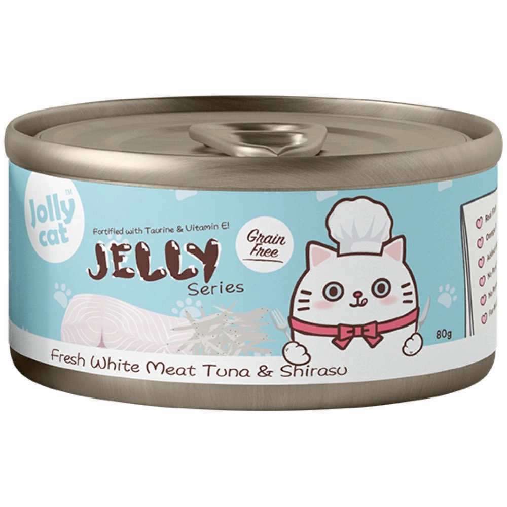 Jollycat Fresh White Meat Tuna & Shirasu In Jelly Grain-Free Canned Cat Food 80g