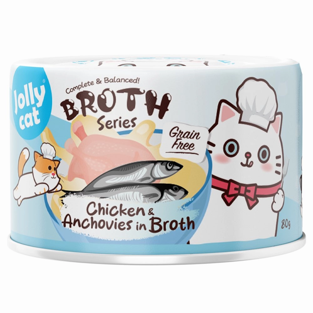 Jollycat Pure Chicken & Anchovies In Broth Grain-Free Canned Cat Food 80g
