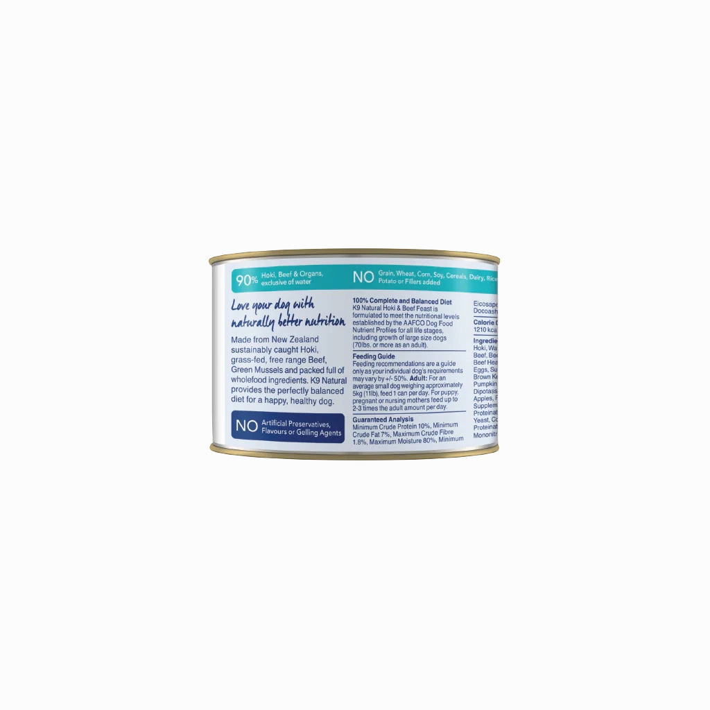 K9 Natural Canned Dog Food - Hoki & Beef Feast
