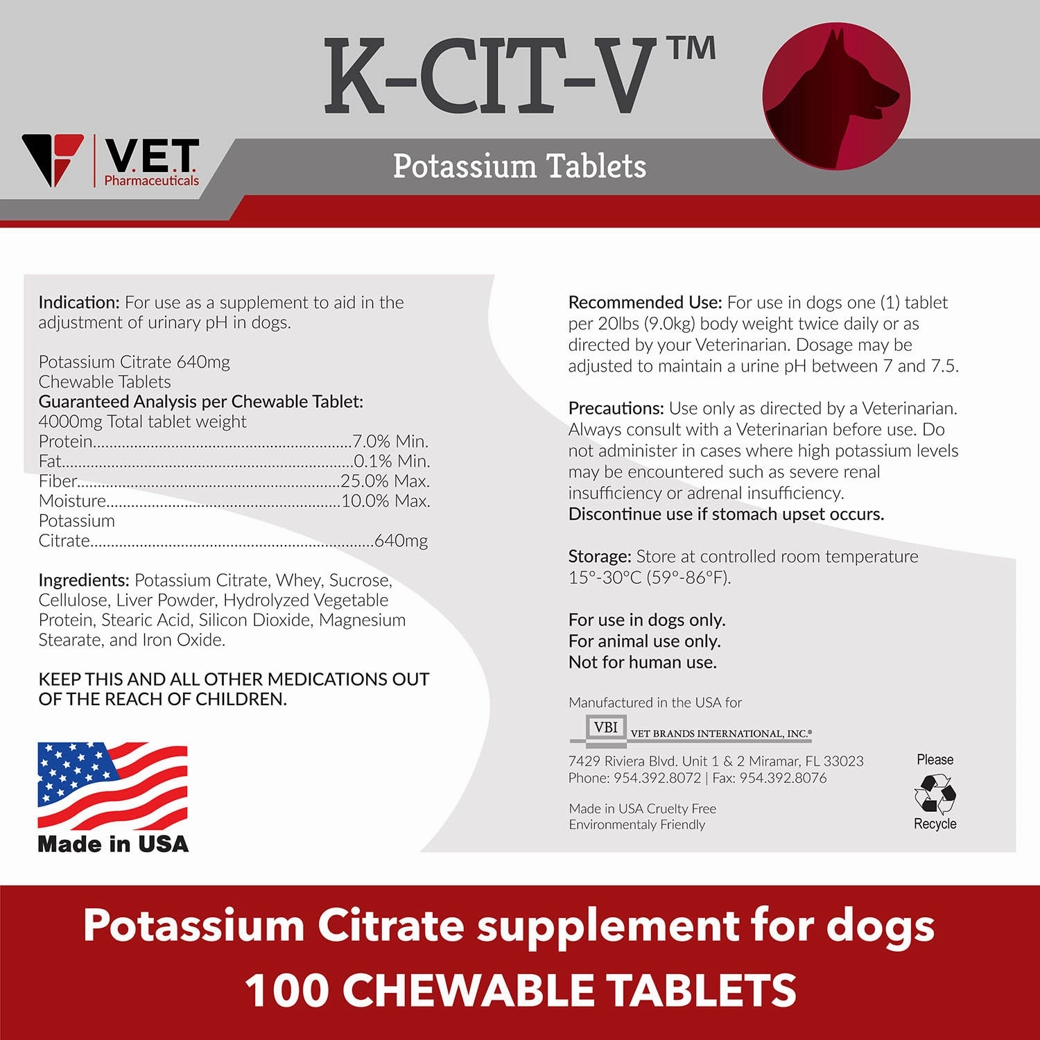 K-CIT-V Potassium Citrate, 100 Chewable Tablets