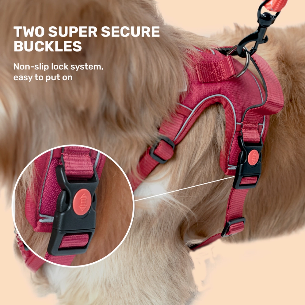 Kibbo Reflective Vest Harness with Dual Lock Buckle for Dogs (Pink)