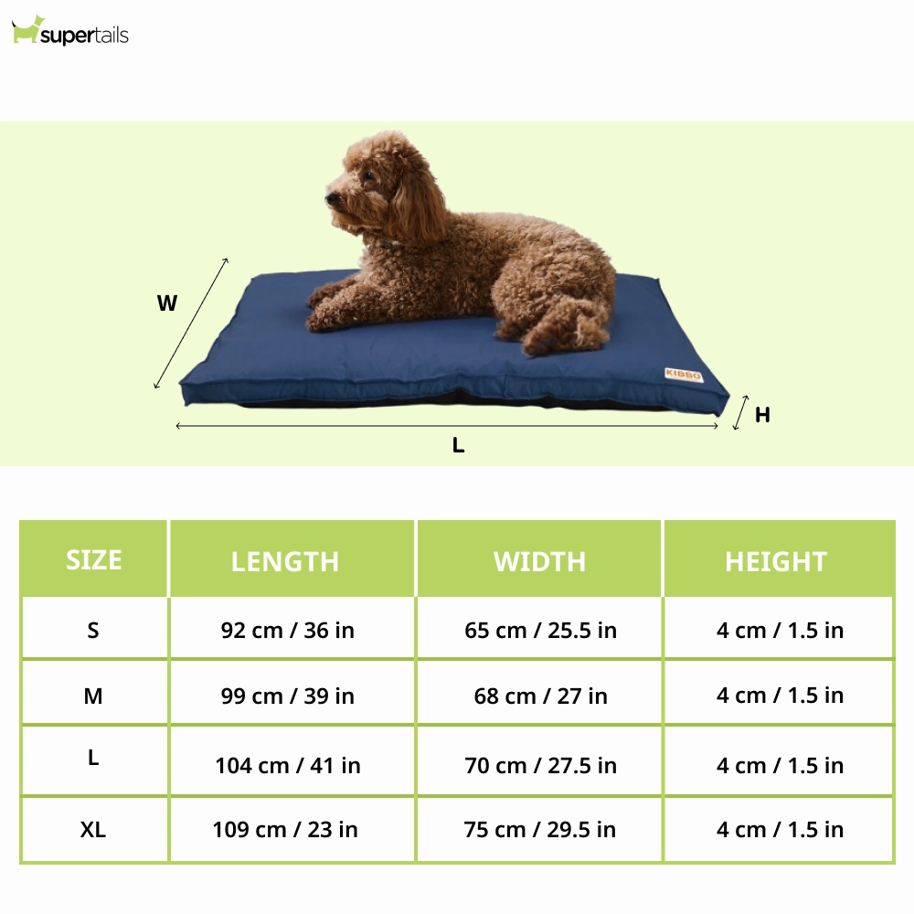 Kibbo Waterproof Flat Bed for Dogs and Cats (Blue)