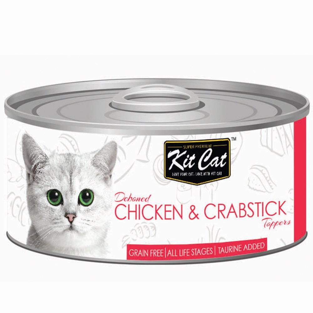 Kit Cat Deboned Chicken & Crabstick Toppers Grain-Free Canned Cat Food 80g