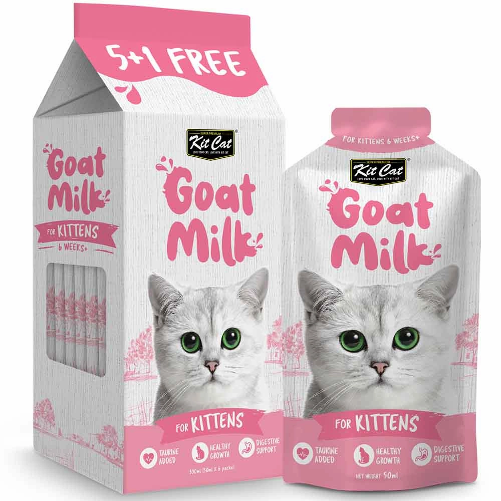 Kit Cat Lactose-Free Goat Milk Pouches for Kitten (50ml x 6)