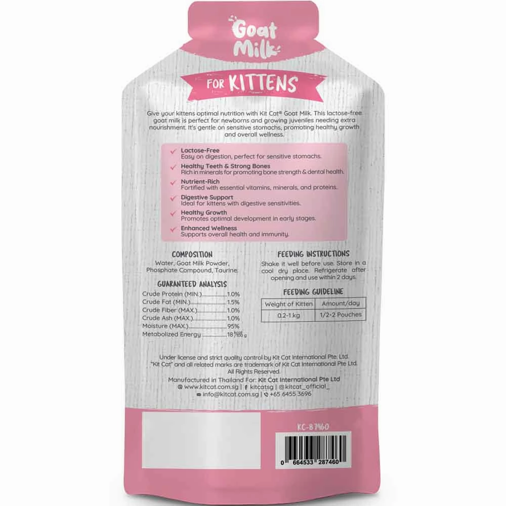 Kit Cat Lactose-Free Goat Milk Pouches for Kitten (50ml x 6)